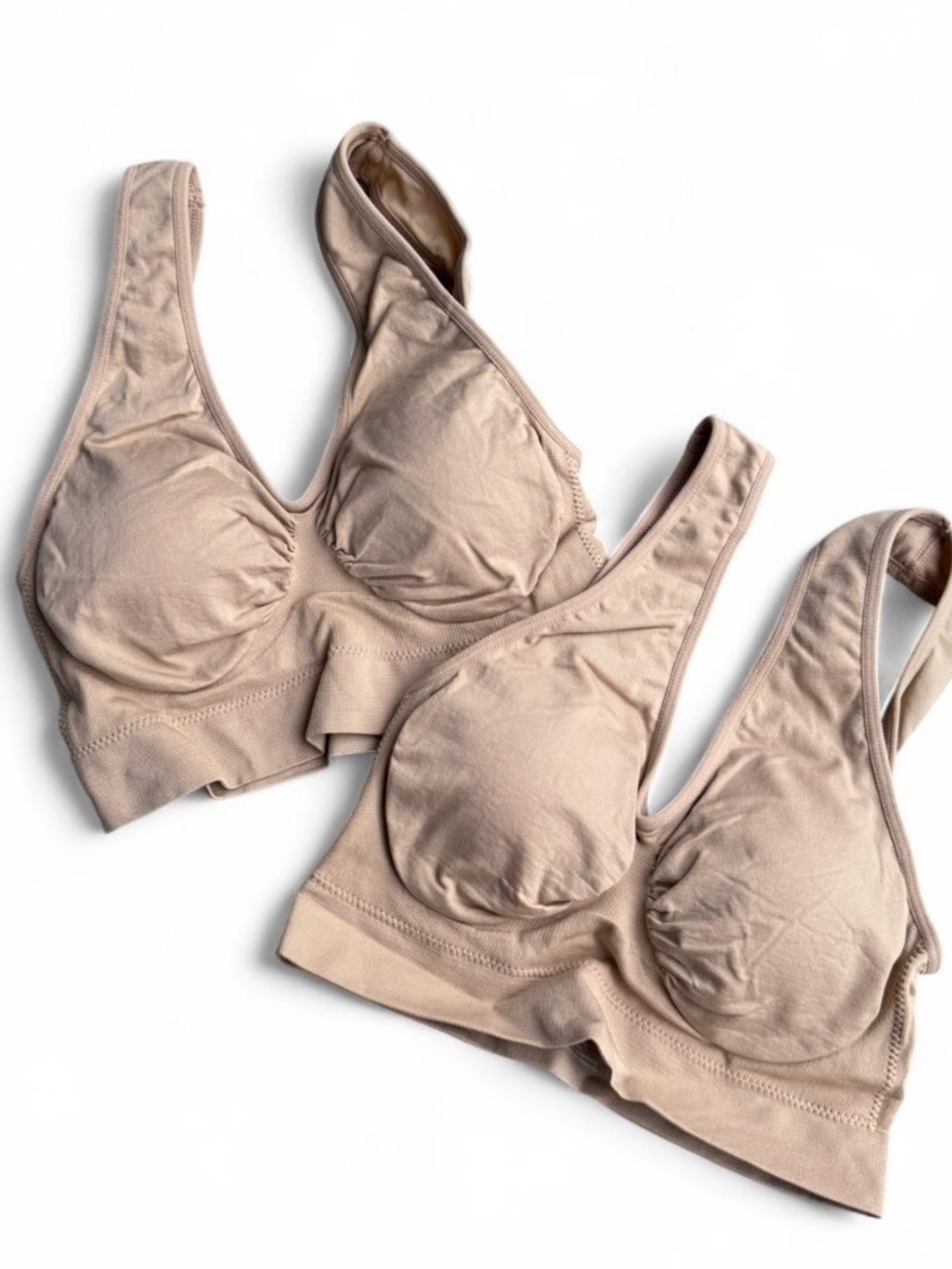 NEW! Rhonda Shear 2-pack Seamless Ahh Bra Beige sz small